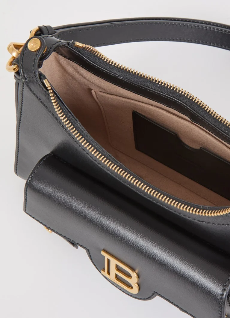Bolsa de ombro Balmain B-Buzz Hobo em couro de bezerro com logotipo.