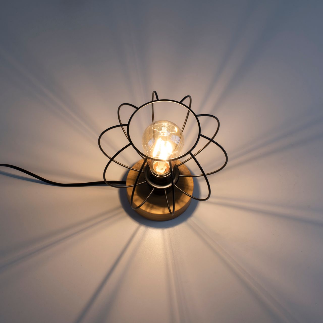 JUST LIGHT LeuchtenDirekt Tischleuchte KASKA, Holzdekor, 1xE27 max. 40 W, Innenleuchte, IP20