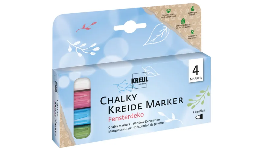 KREUL Chalky Kreidemarker 4er Set Fensterdeko