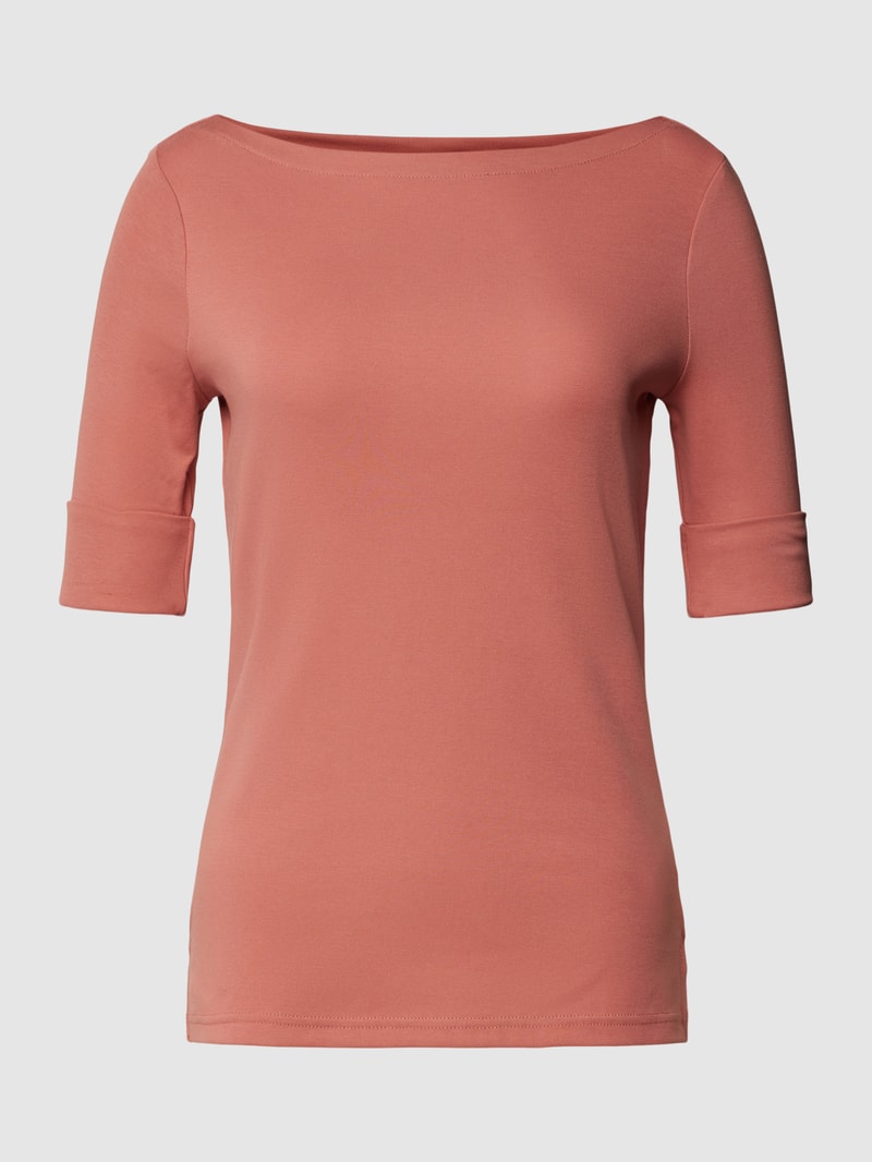 T-Shirt mit U-Boot-Ausschnitt in altrosa