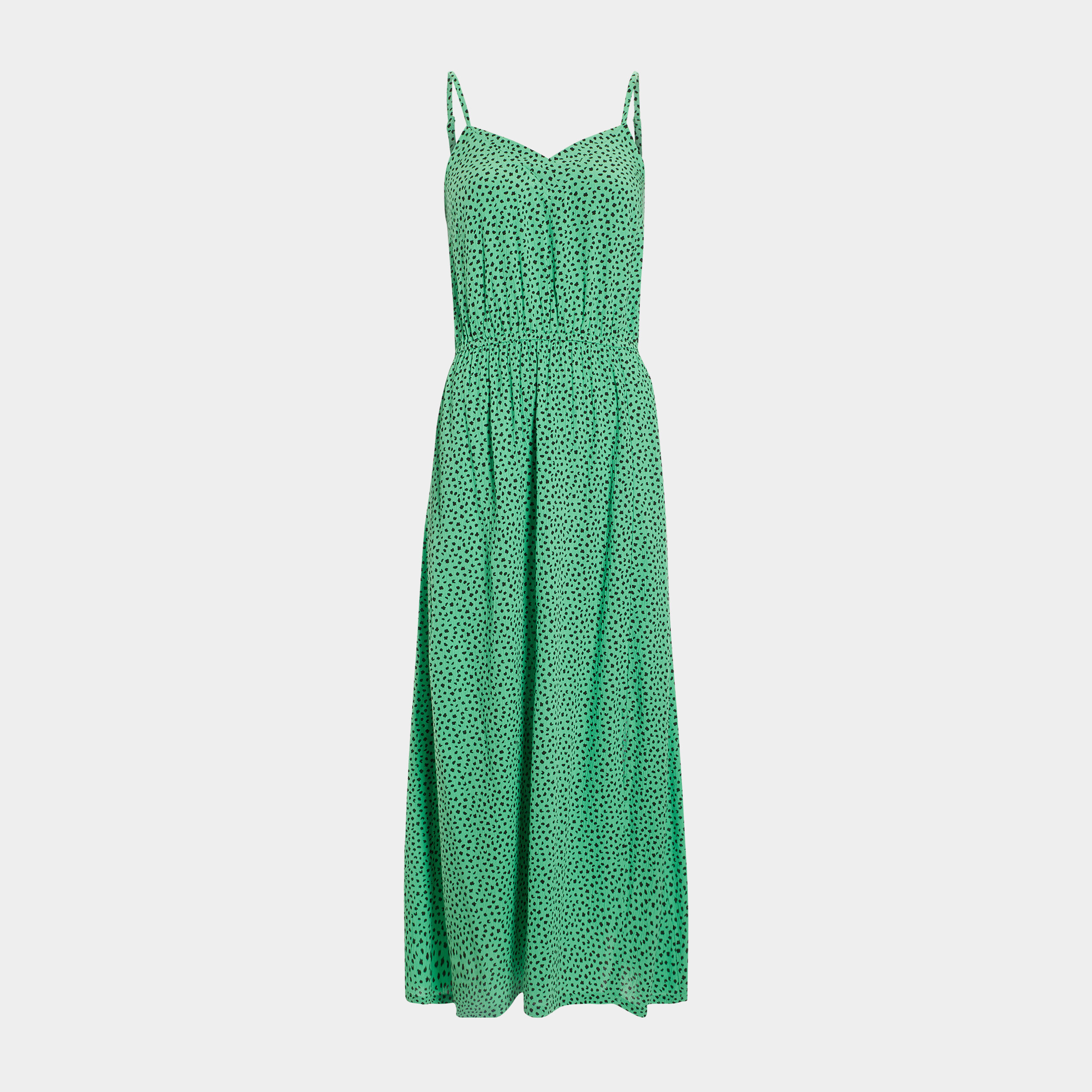 Robe longue droite fluide fendue vert femme | La Halle