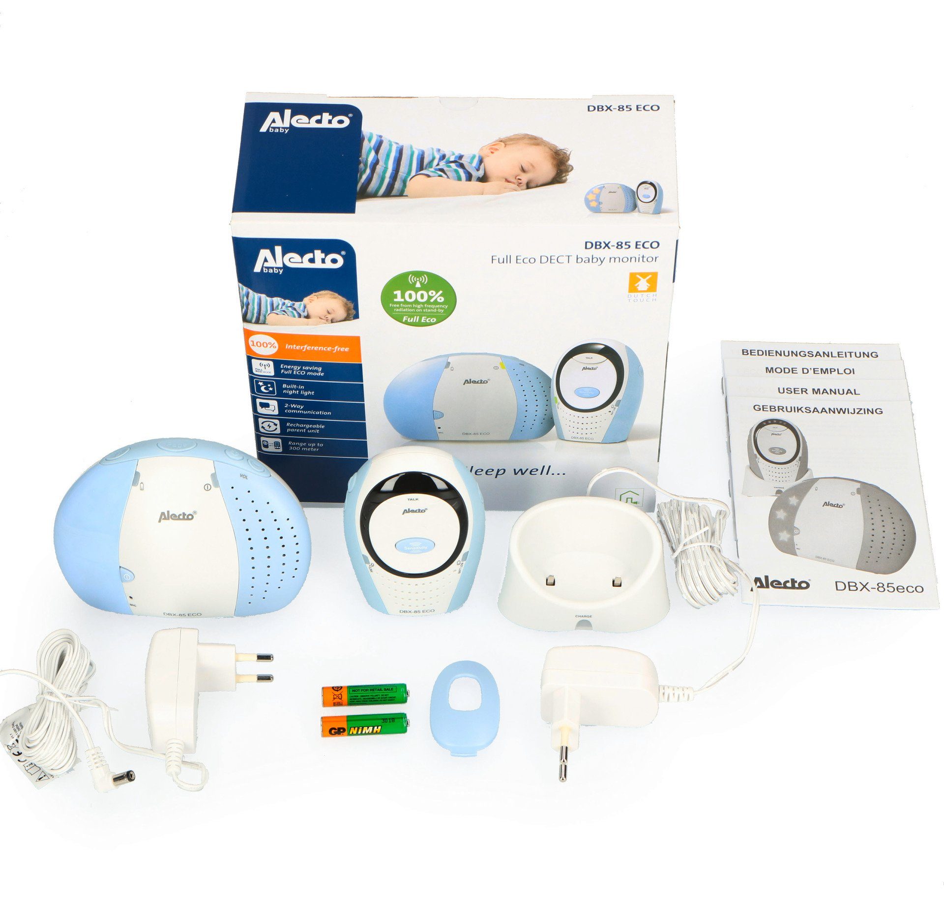 Alecto Babyphone DBX-85 ECO DECT Babyphone, mit Gegensprechfunktion