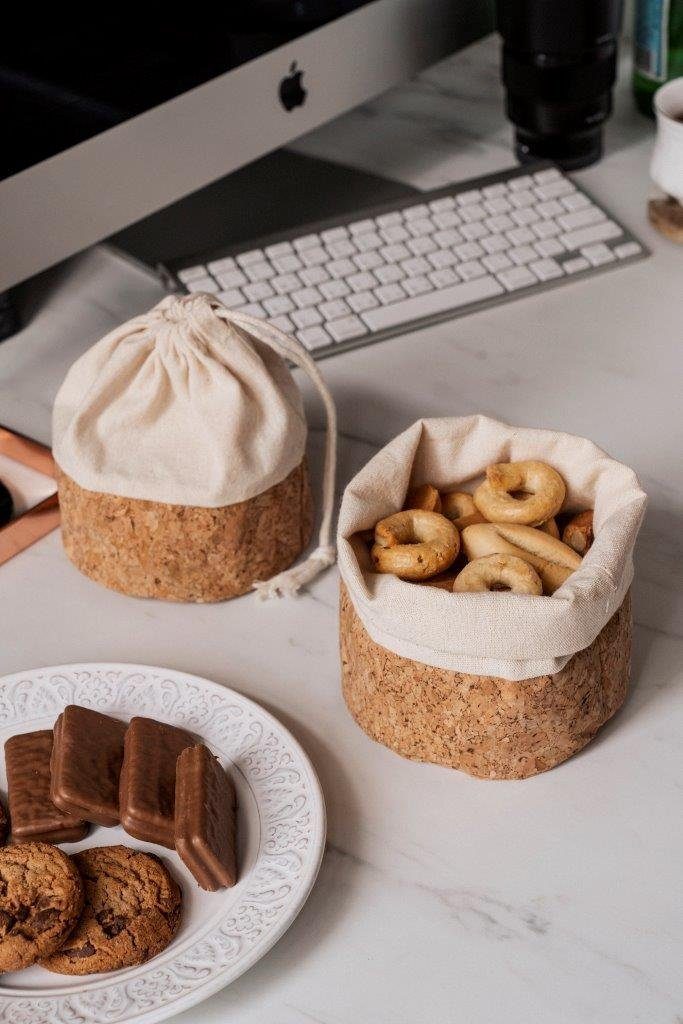 Nuts Brotkorb und Beutel mit Korkboden, umweltfreundliche