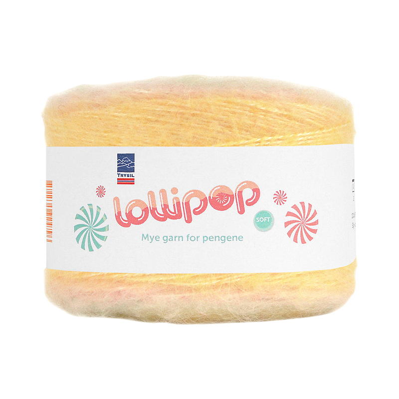 Garn Lollipop pastellrosa/grønn/gul gradert