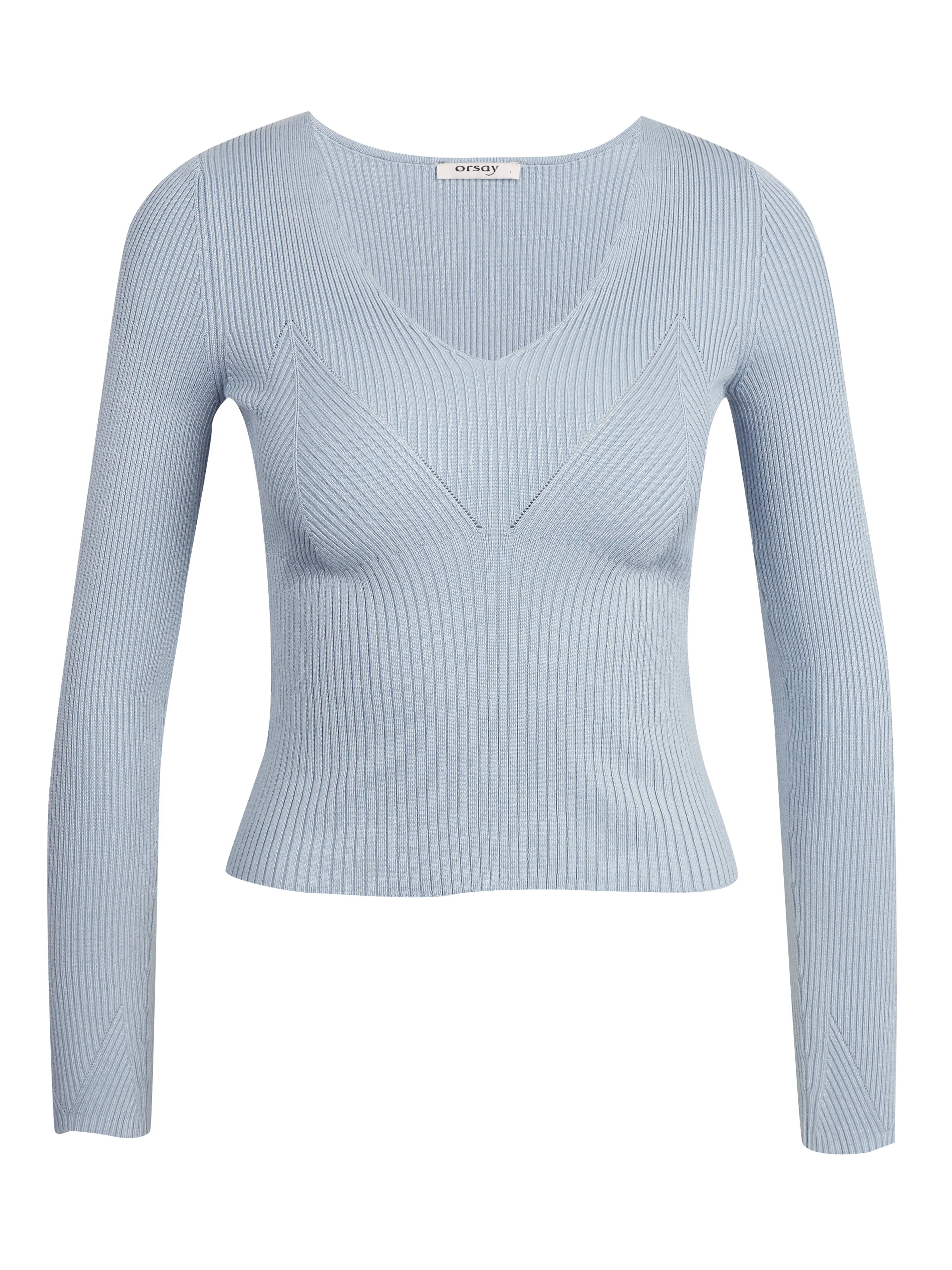 Hellblaue Damen-Rippenstrickjacke ORSAY