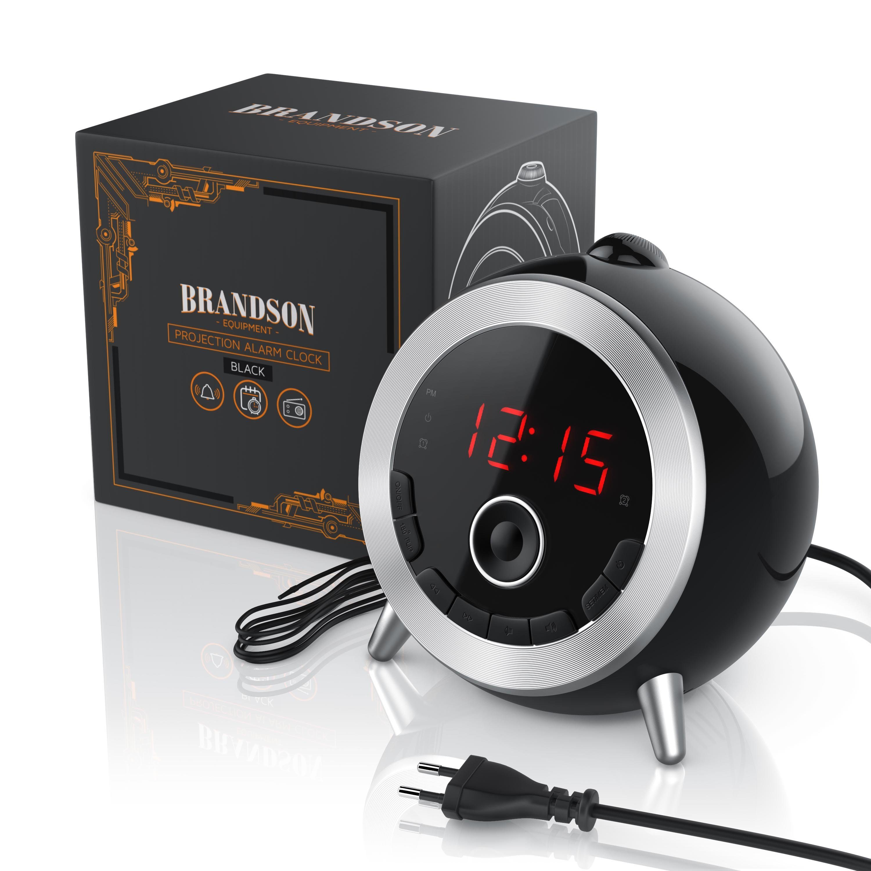 Brandson Projektionswecker digitaler Retro Radiowecker mit Projektion, FM Radio, kompakte Größe