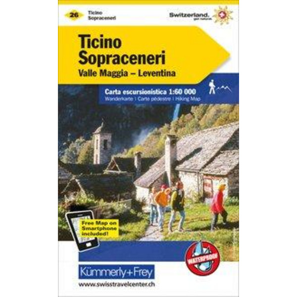 KuF Schweiz Wanderkarte 26 Tessin Sopraceneri Valle Maggia- Leventina 1 : 60 000 - Wanderkarte