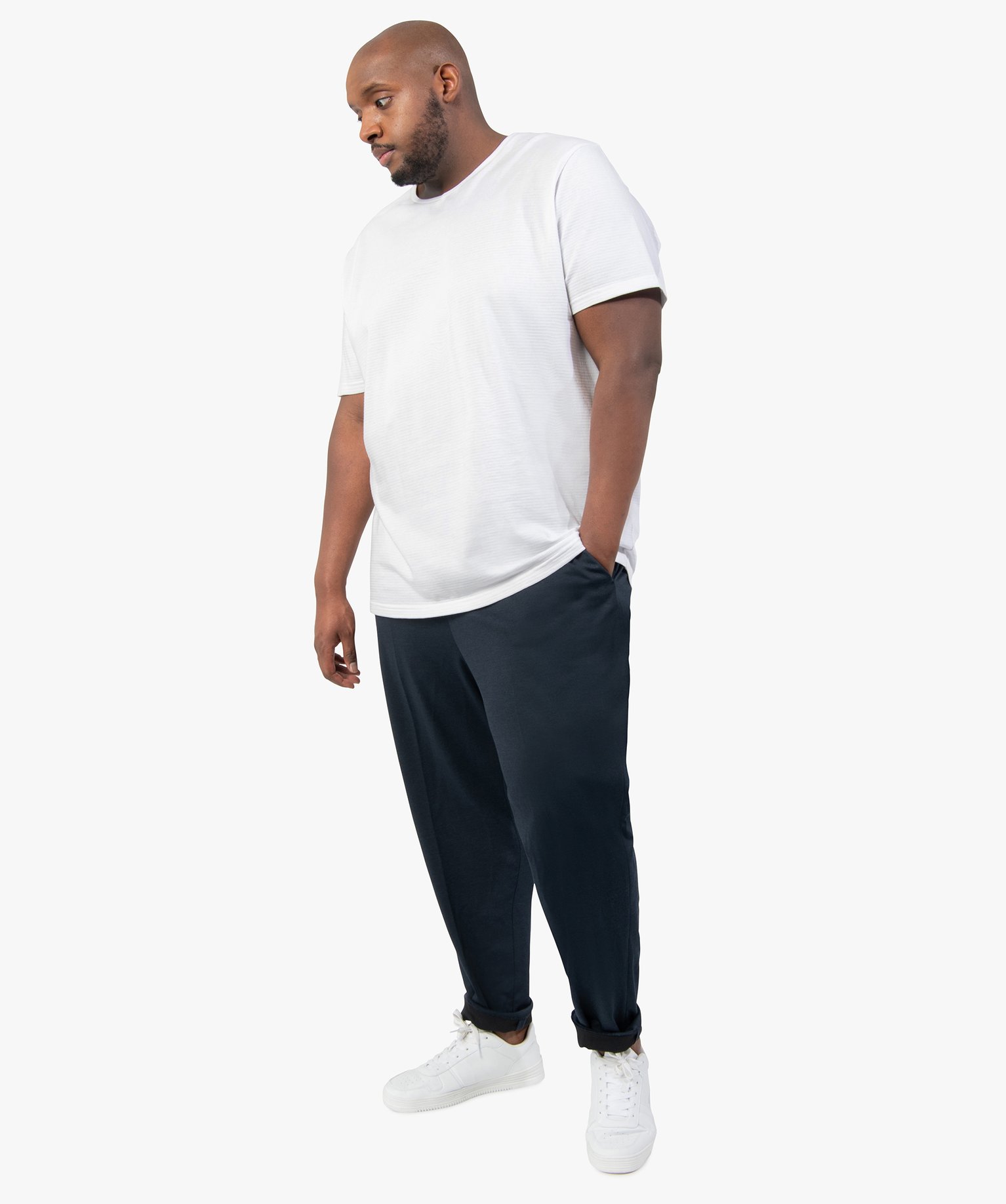 Pantalon homme en maille extensible bleu | GEMO