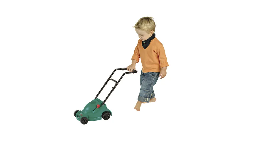 Theo Klein 2702 Bosch Rotak Rasenmäher | Mit Knattergeräusch beim Fahren | Maße: 66 cm x 25 cm x 49 cm | Spielzeug für Kinder ab 18 Monaten