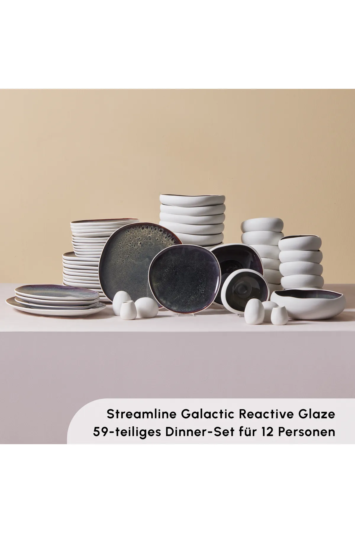 Karaca  Streamline New Galactic 59-teiliges Geschirrset für 12 Personen, Modern, Stilvoll