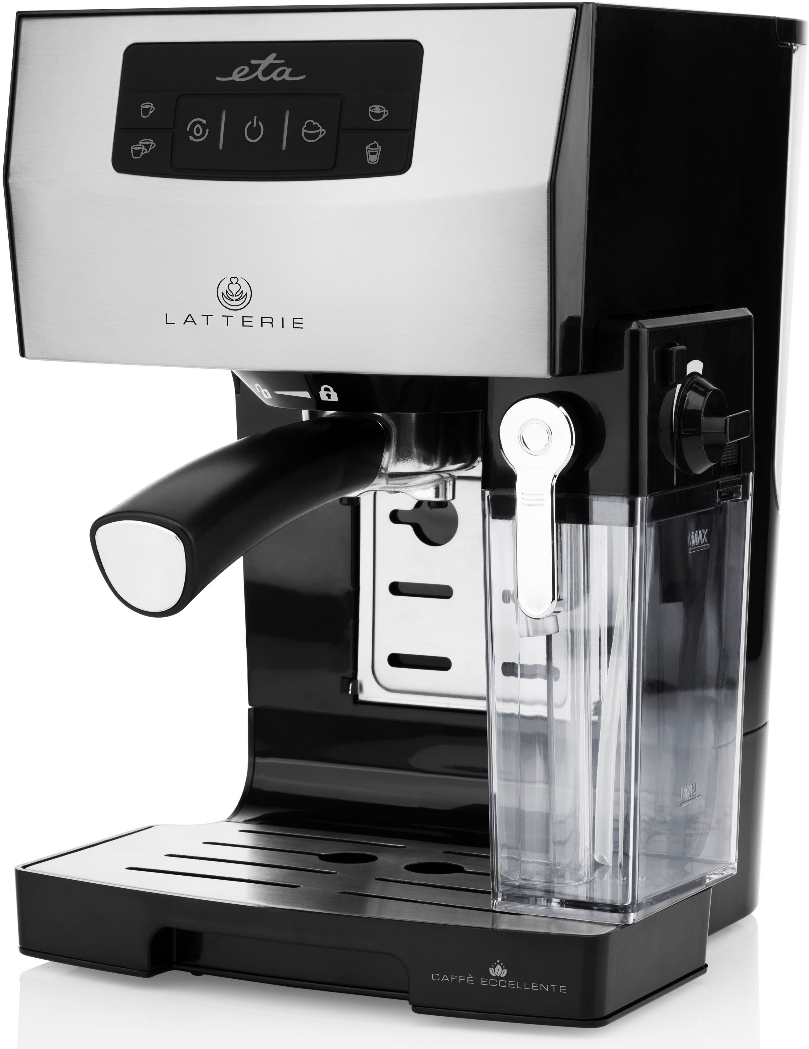 eta Siebträgermaschine Latterie ETA418090000, 15 Bar, Milchschaumdüse und 1,4l Wassertank
