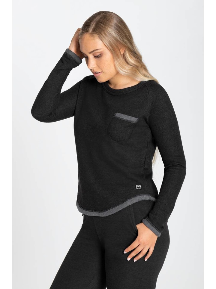 super.natural Merino Sweatshirt W KNIT CREW in schwarz günstig kaufen