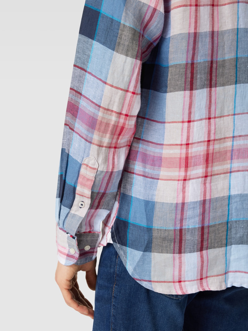 Regular Fit Freizeithemd aus Leinen mit Button-Down-Kragen in blau