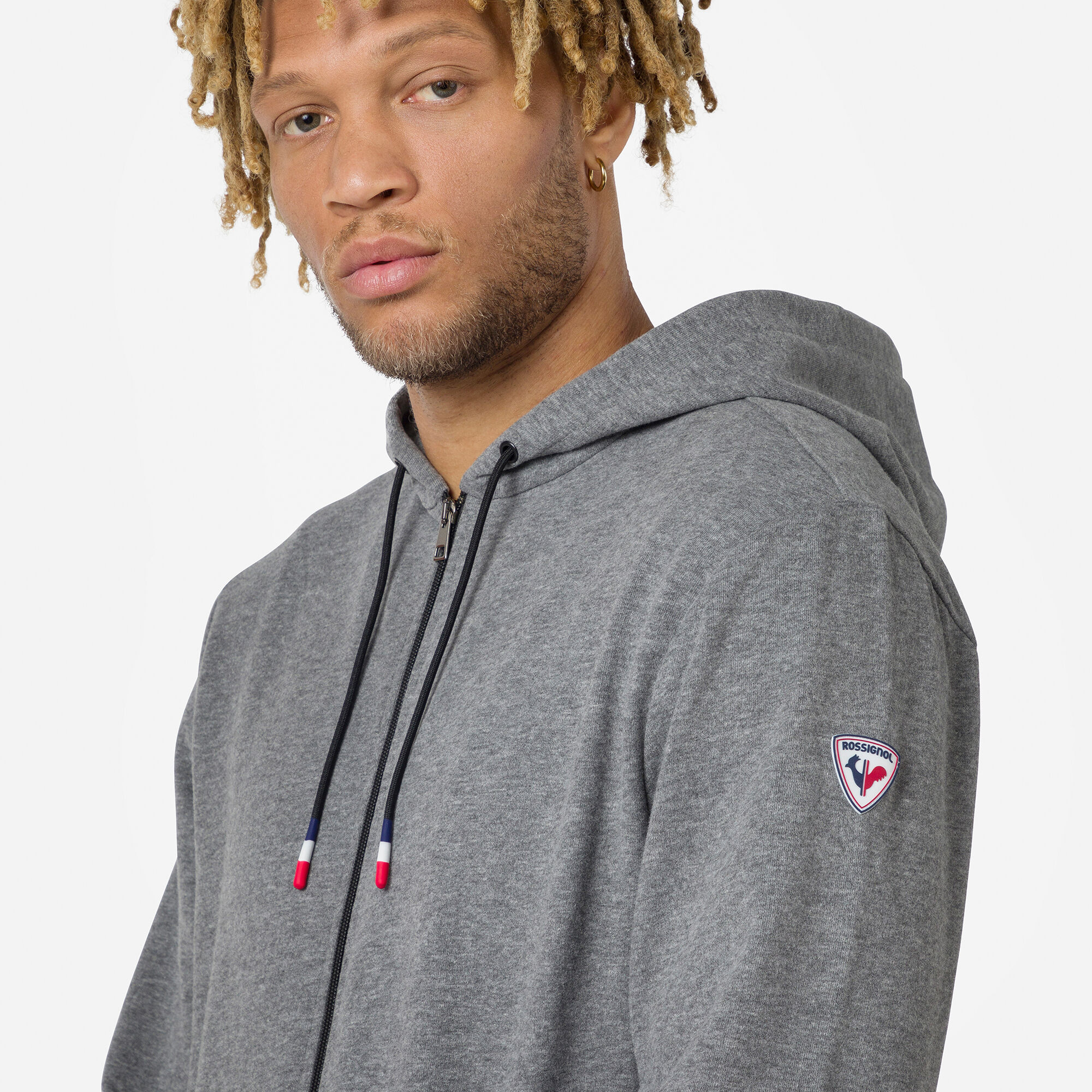 Sweat en coton à capuche zippé Logo Homme
