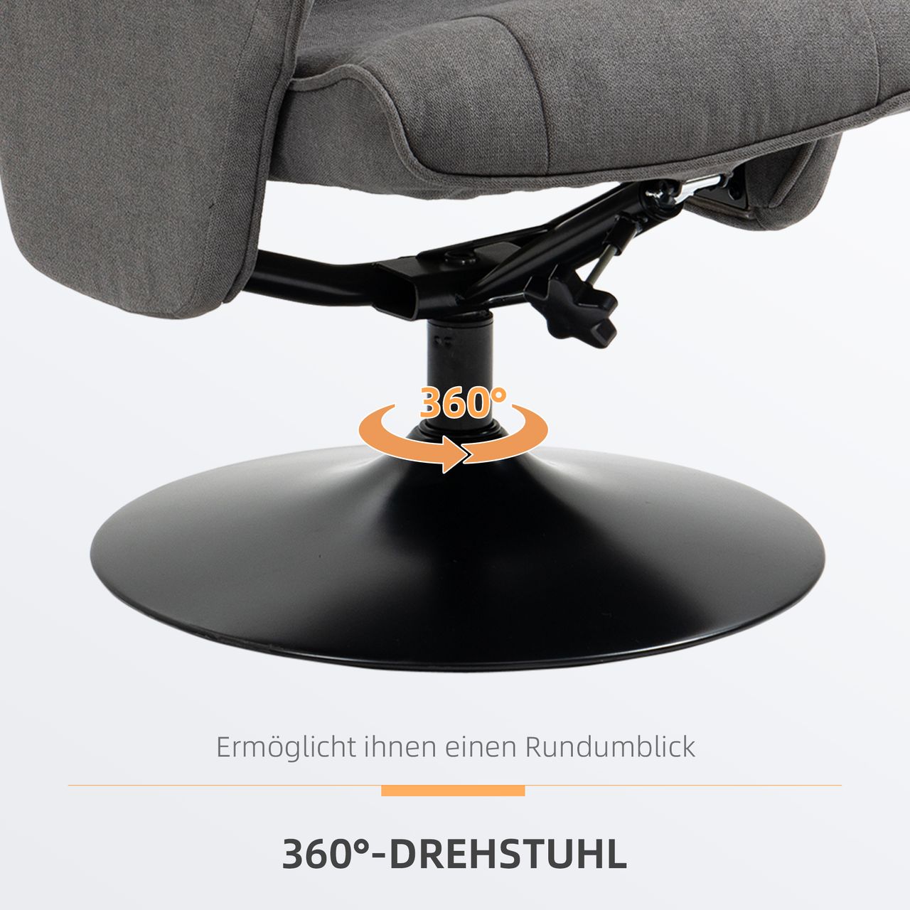 HOMCOM Relaxsessel mit Fußhocker verstellbare Rückenlehne für Schlafzimmer Schaumstoff Dunkelgrau 69 x 71 x 104 cm