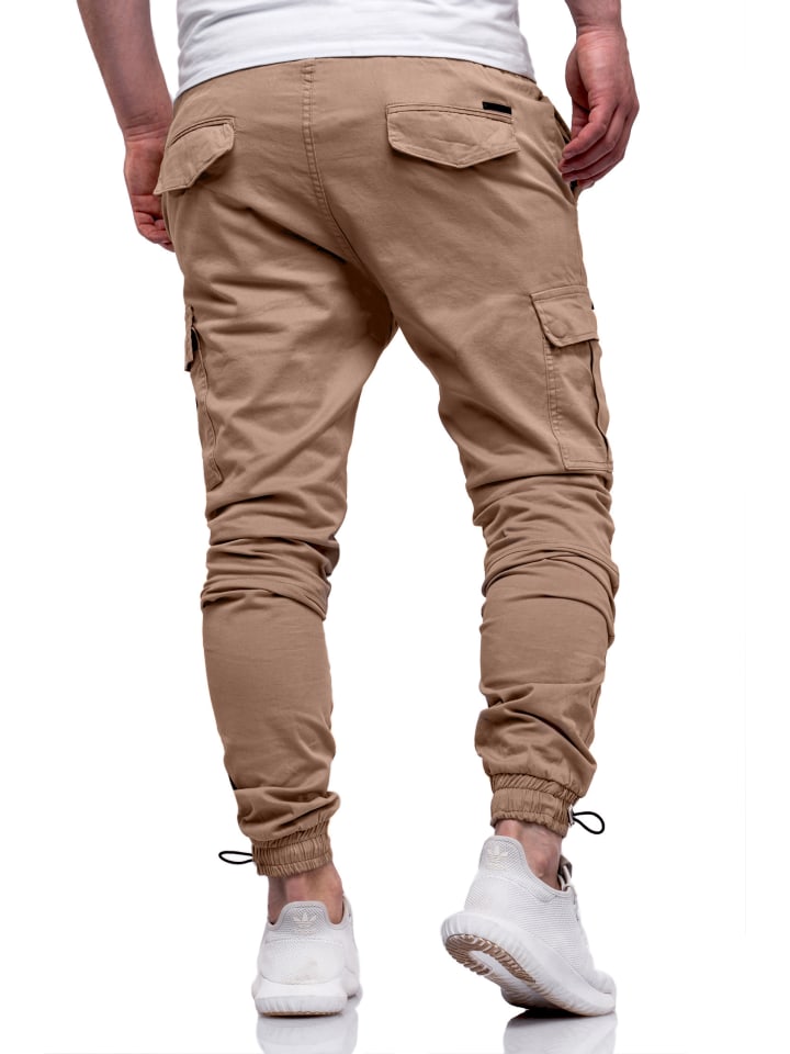 DAILY COTTON Cargohose - mit elastischem Bund Jogger-Hose Jeanshose Stoffhose in Beige günstig kaufen