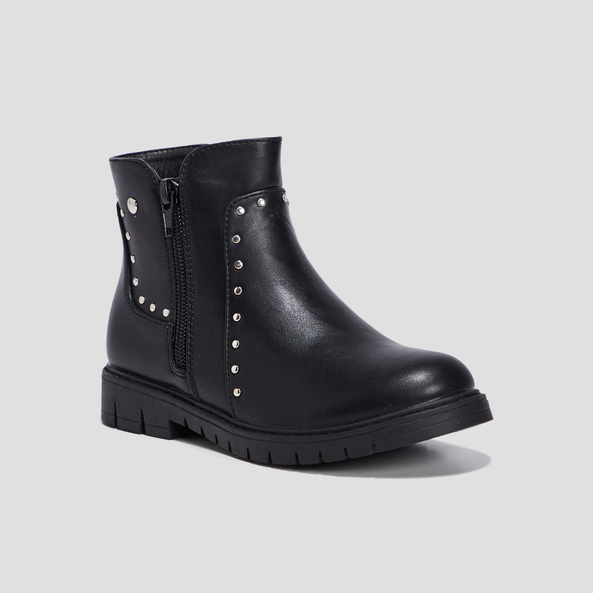 Bottines avec clous noir fille | La Halle