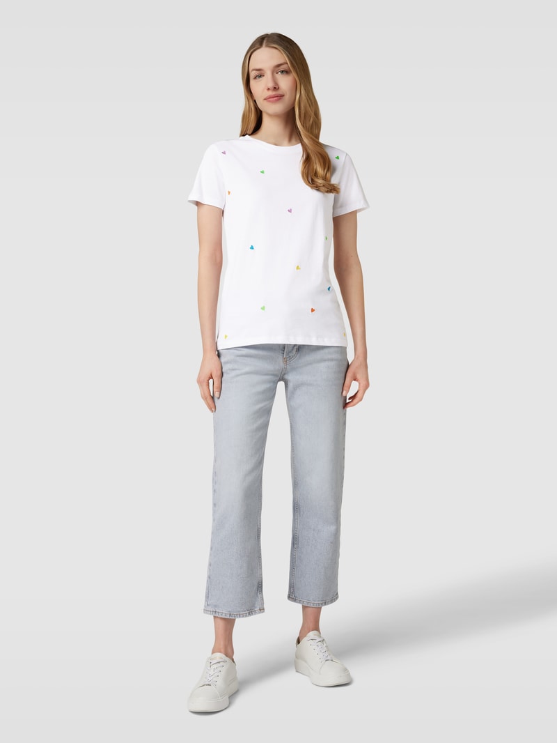 T-Shirt mit Allover-Motiv-Stitching in weiß