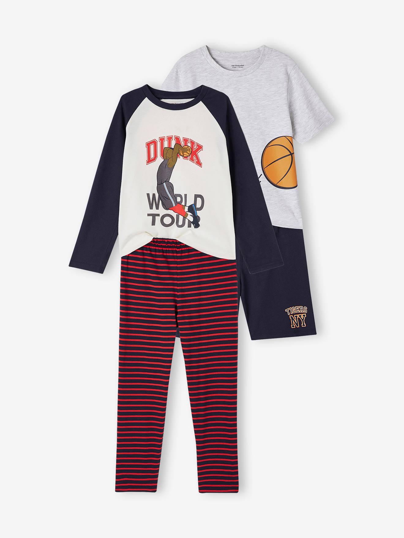Vertbaudet 2er-Set Jungen Schlafanzüge, lang & kurz Oeko-Tex - marine