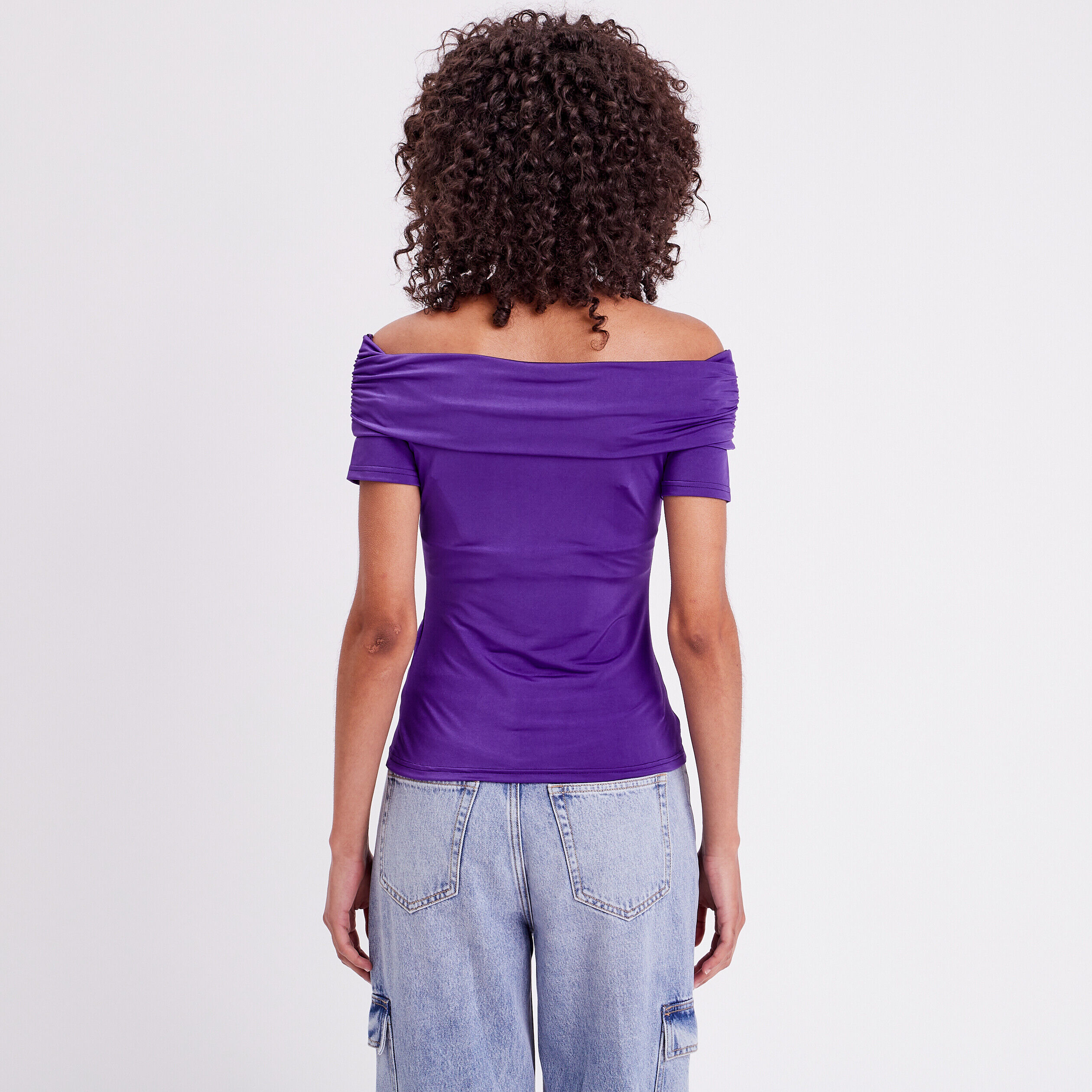 T-shirt col bardot violet femme | Cache Cache