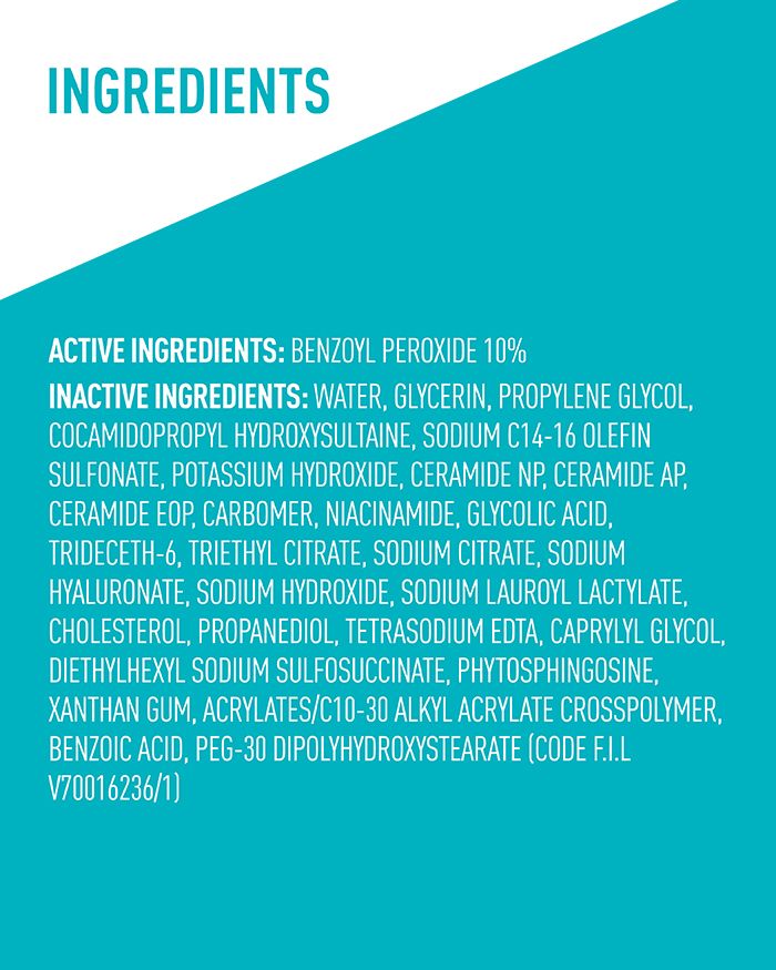 Crème nettoyante moussante anti-acné à 10 % de peroxyde de benzoyle pour le visage et le corps