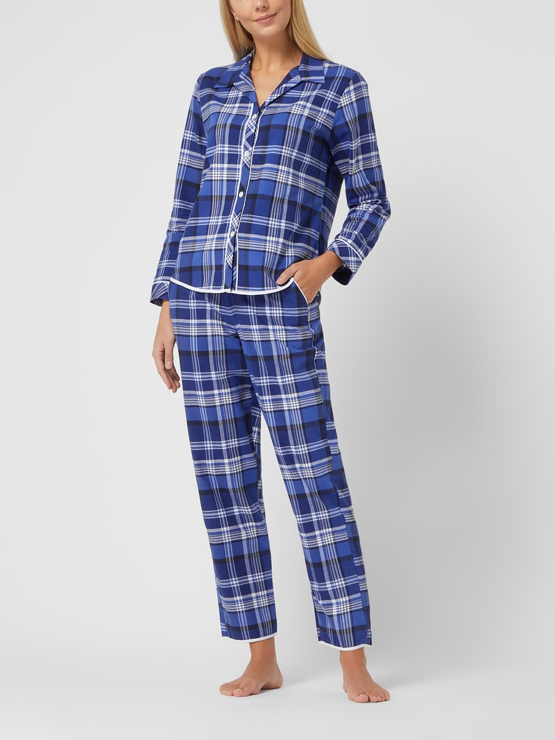 Pyjama-Oberteil aus Baumwolle Modell 'Riley' in marineblau