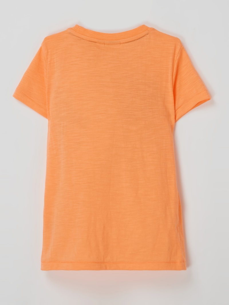 T-Shirt mit Print in neon orange