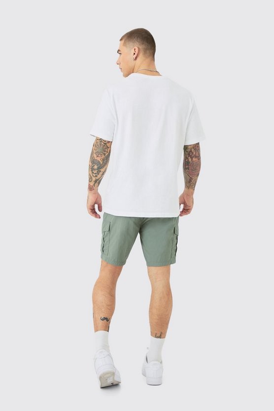 Slim-Fit Cargo-Shorts mit elastischem Bund