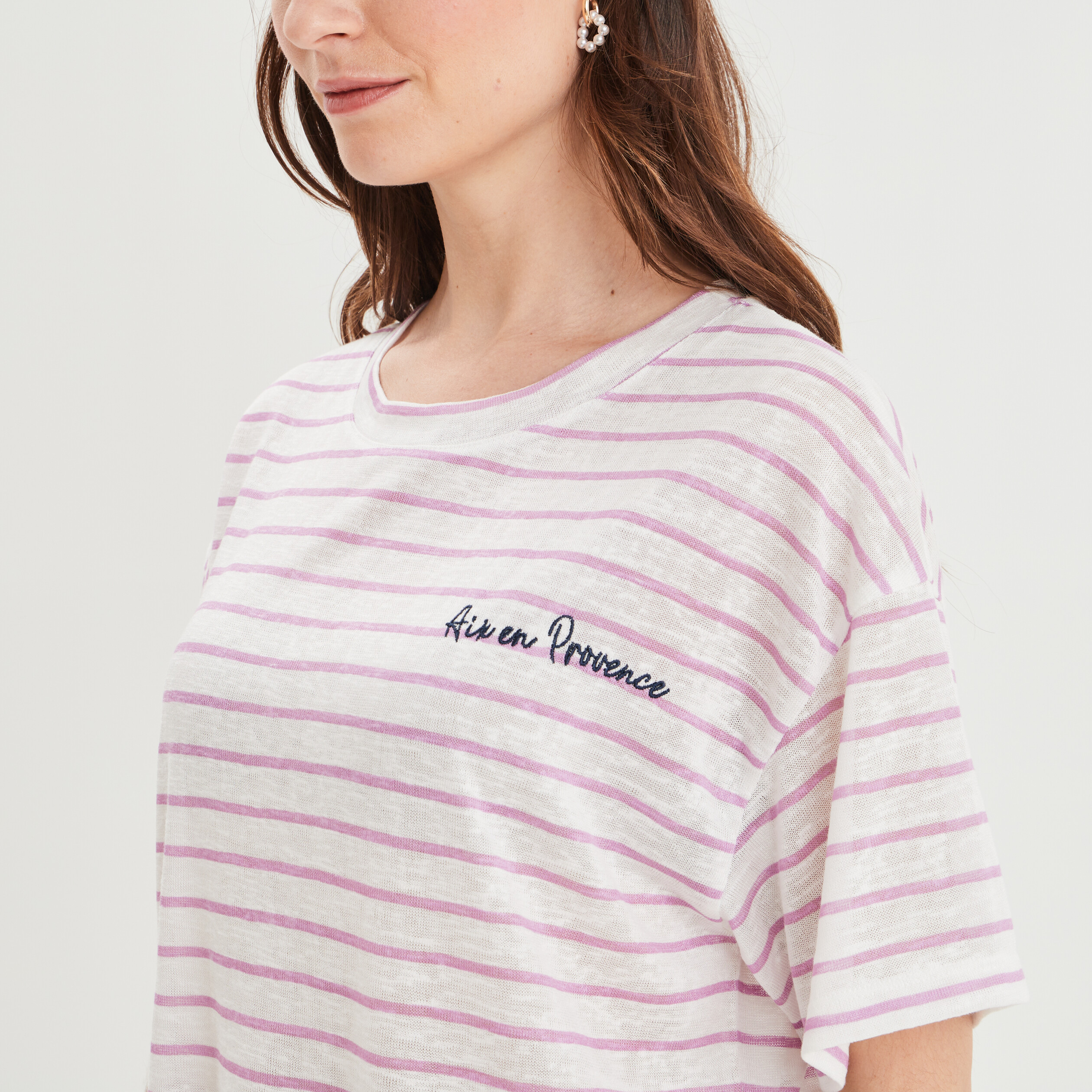 T-shirt manches courtes Creeks parme femme | La Halle