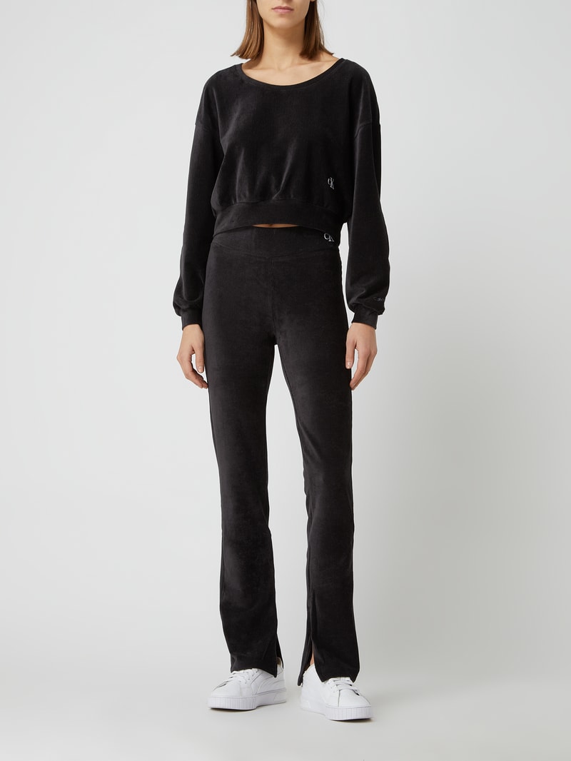 Cropped Sweatshirt aus Cord  in schwarz