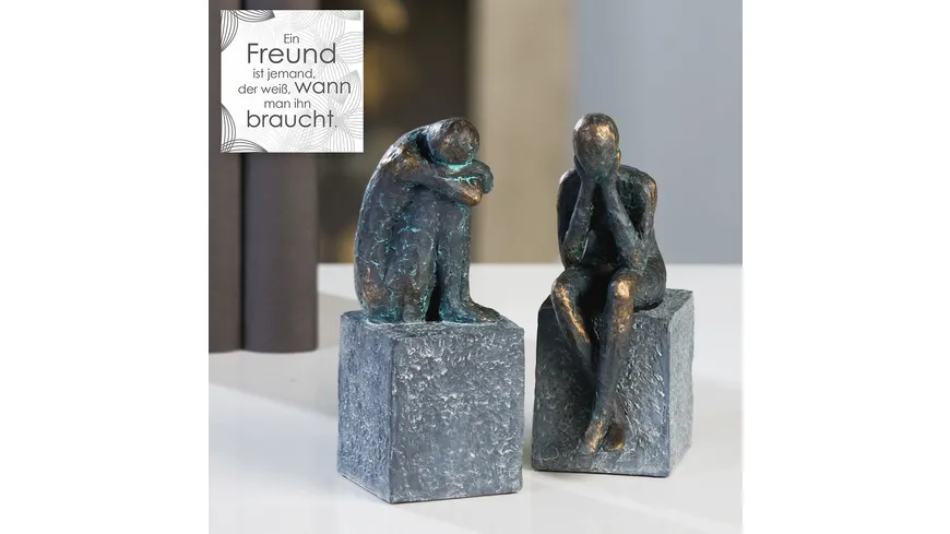 GILDE Poly Skulptur Lonely H=16cm bronzefarben, grau