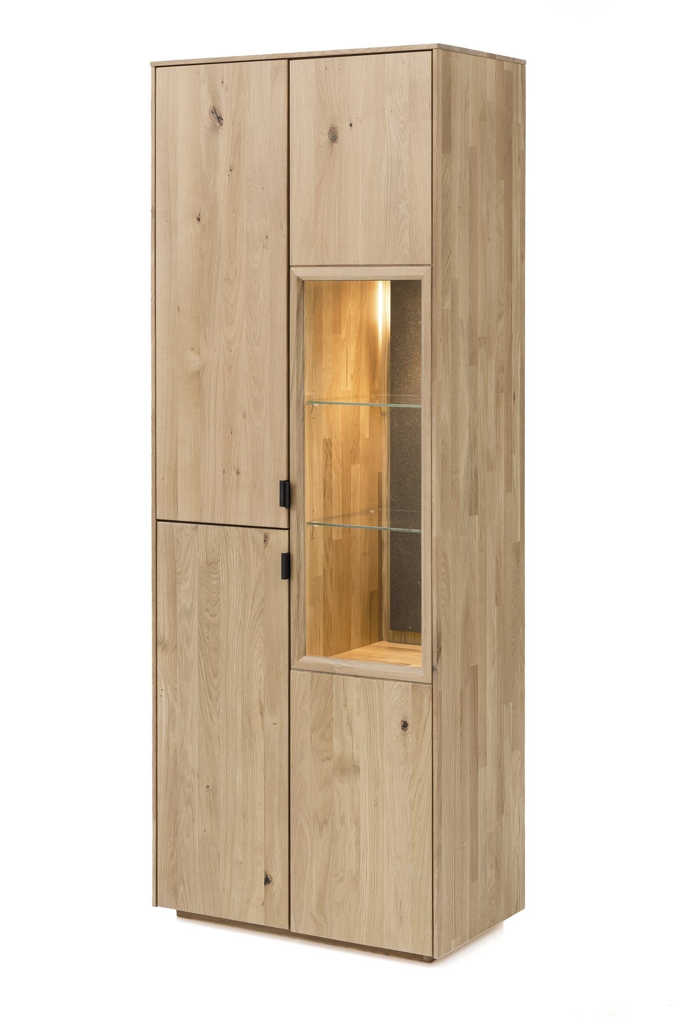58 aufm Kessel Wohnwand Wohnwand Massivholz Idalia 280x203x45 Wohnzimmerschrank Wildeiche, (3-St)