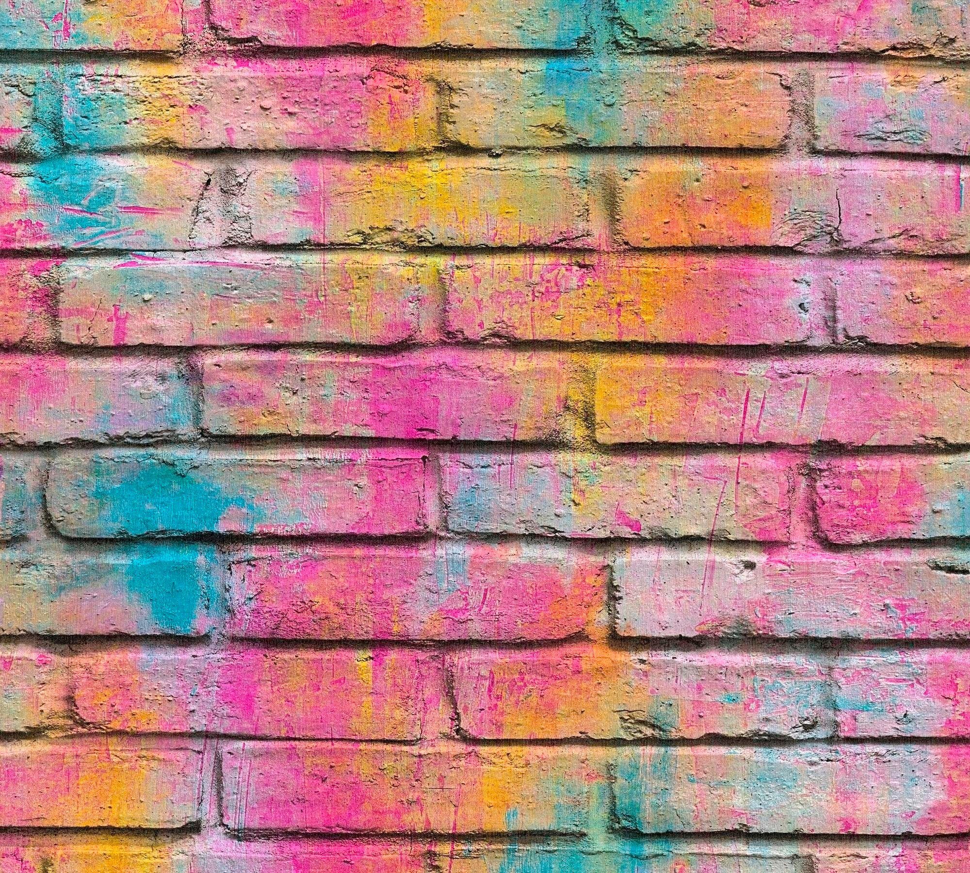 living walls Vliestapete Boys & Girls, Steinoptik, Struktur Tapete Stein Bunt Gelb Lila