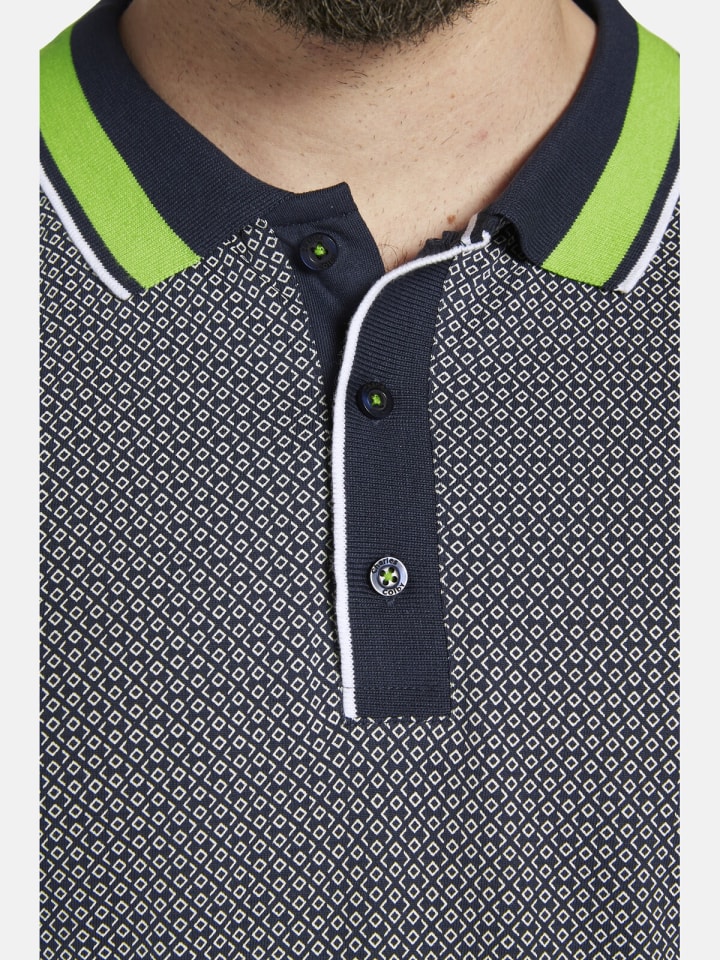Charles Colby Poloshirt EARL CARNEY in dunkelblau gemustert günstig kaufen