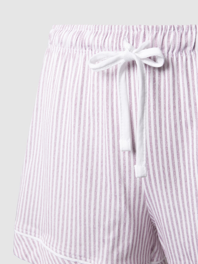 Pyjama-Shorts aus Baumwoll-Viskose-Mix mit Streifenmuster in bordeaux rot