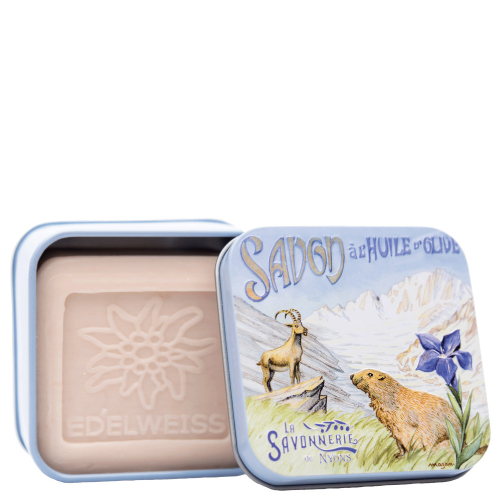 La savonnerie de nyons Savon 100g Eldeweiss et Boîte Métal Marmotte Savon