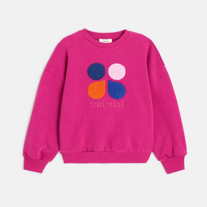 Sweat fille molleton brodé violet orchidée Catimini