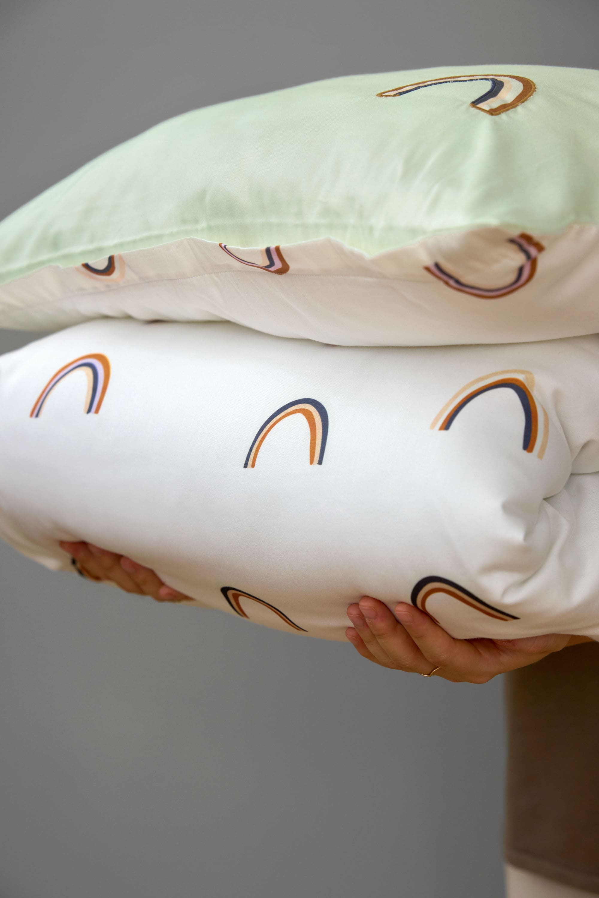 Bettwäsche Set Kinder - Bio Baumwolle, Regenbogen, Grün Milky