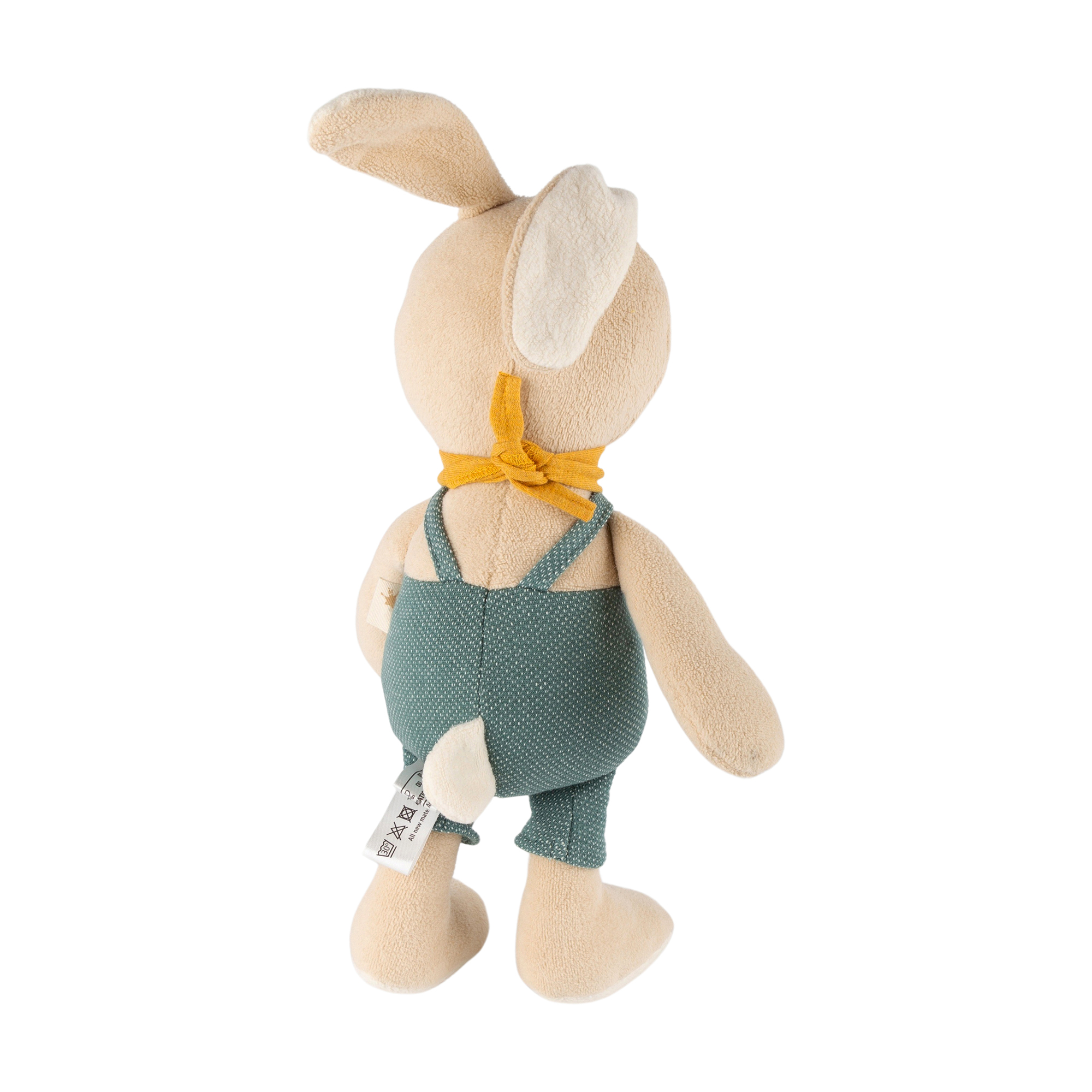 Kuscheltier Hase mit Latzhose, grün