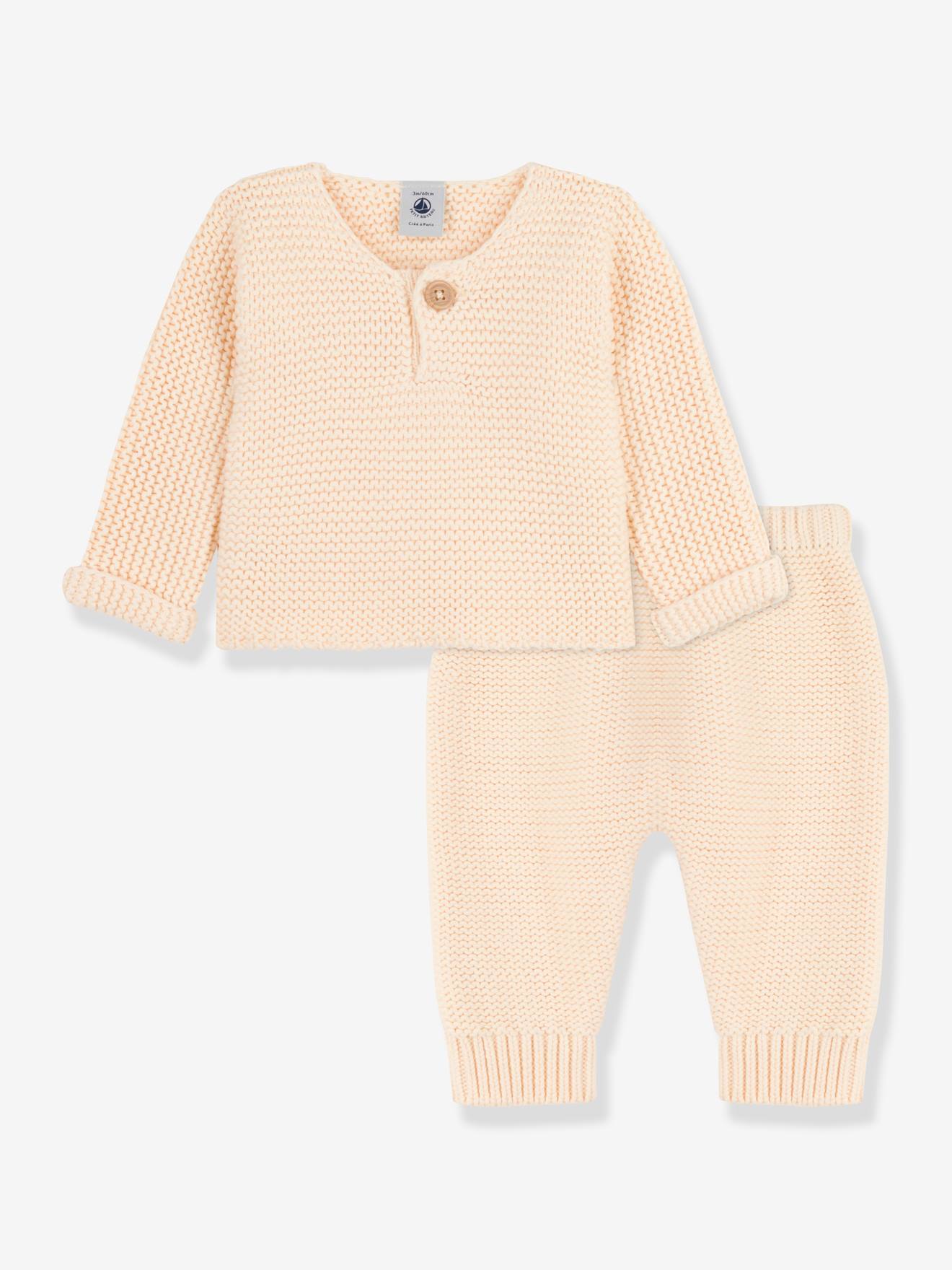 Ensemble 2 pièces en tricot coton bio PETIT BATEAU blanc
