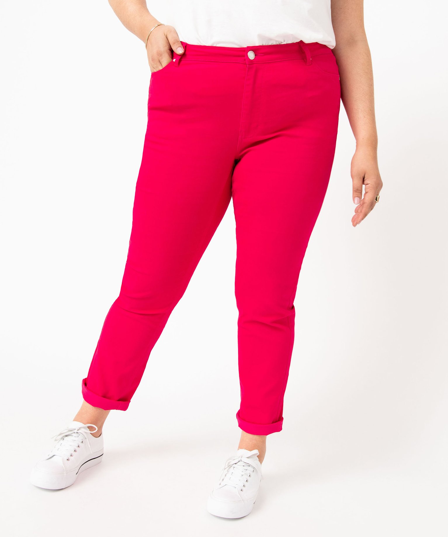 Pantalon femme grande taille coupe Regular rose | GEMO