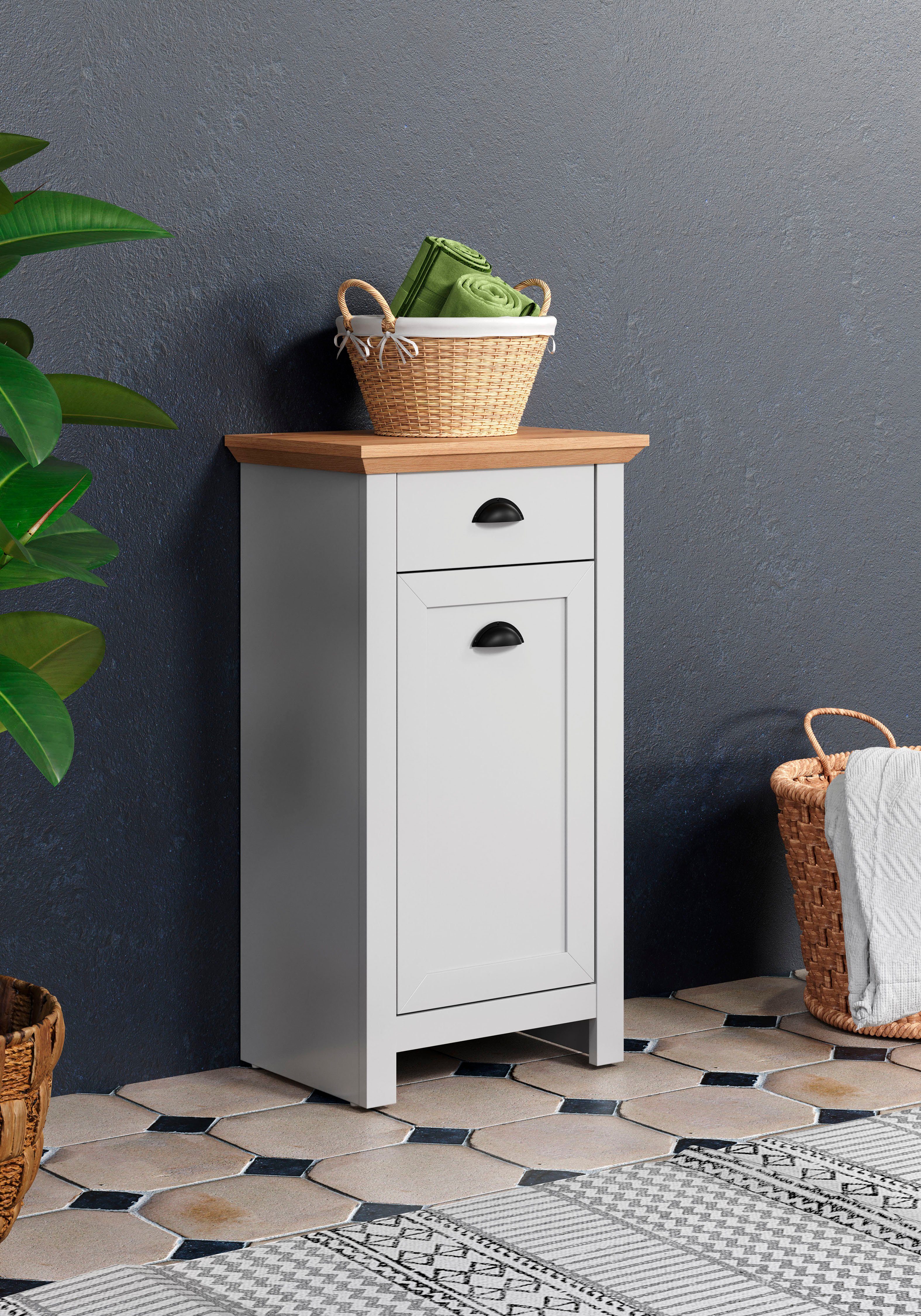 Home affaire Badkommode, Artisan Eiche NB und hellgrau, matt, B/H/T: ca. 46 / 84 / 33 cm