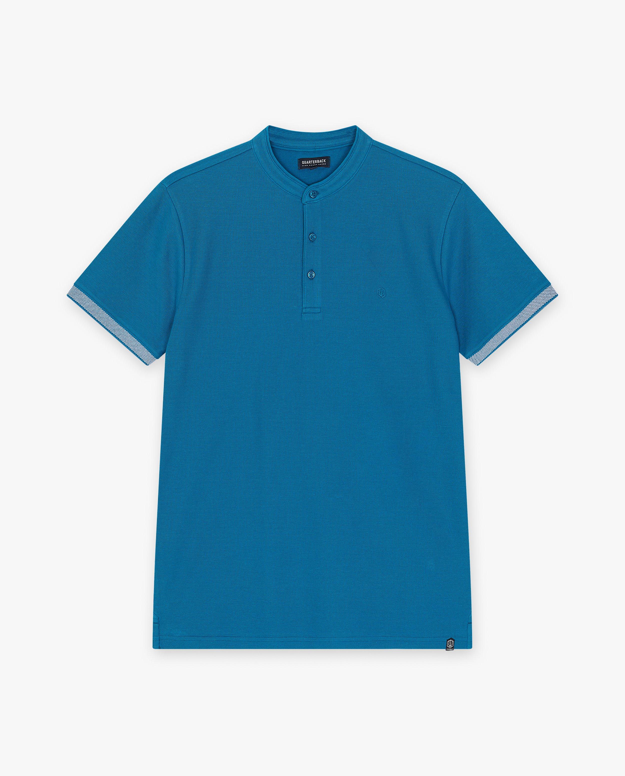 Tricou polo albastru din bumbac organic cu tematică de quarterback
