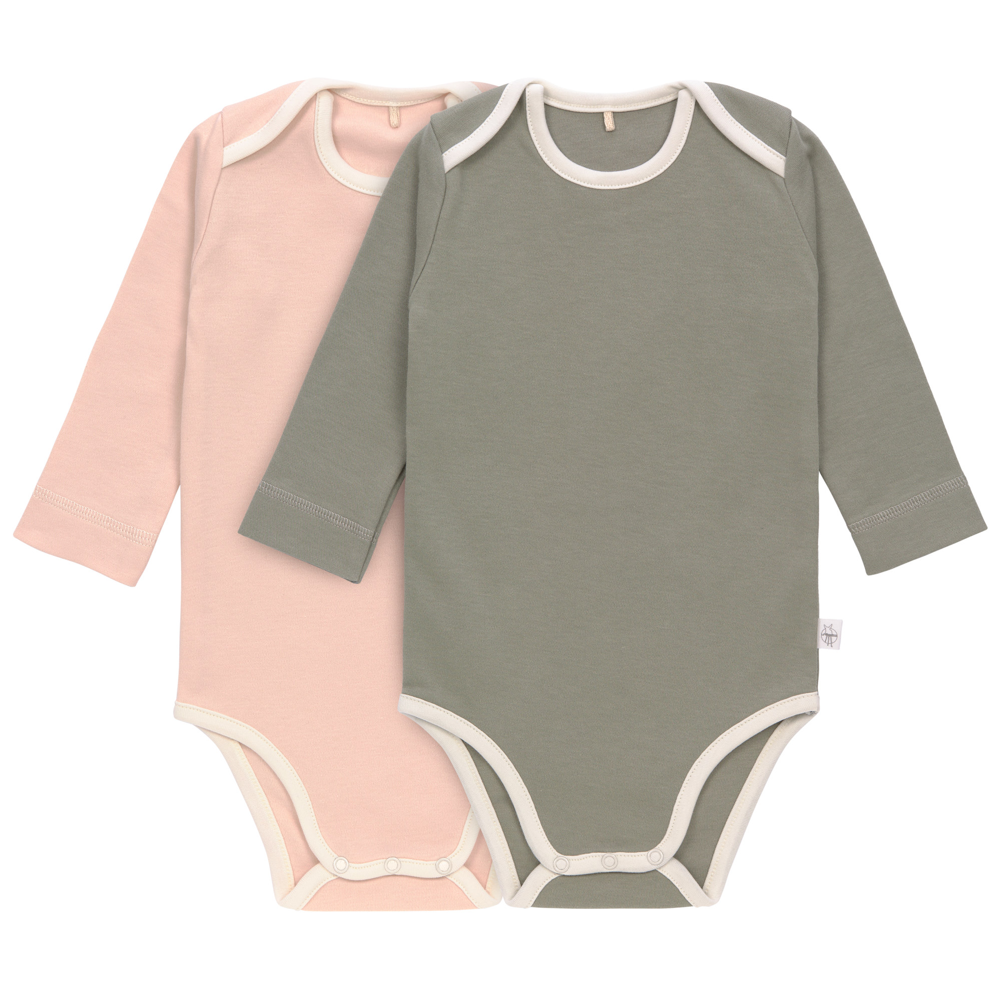 Baby Body (2er Set) langarm - Bio Baumwolle, Rosa Oliv