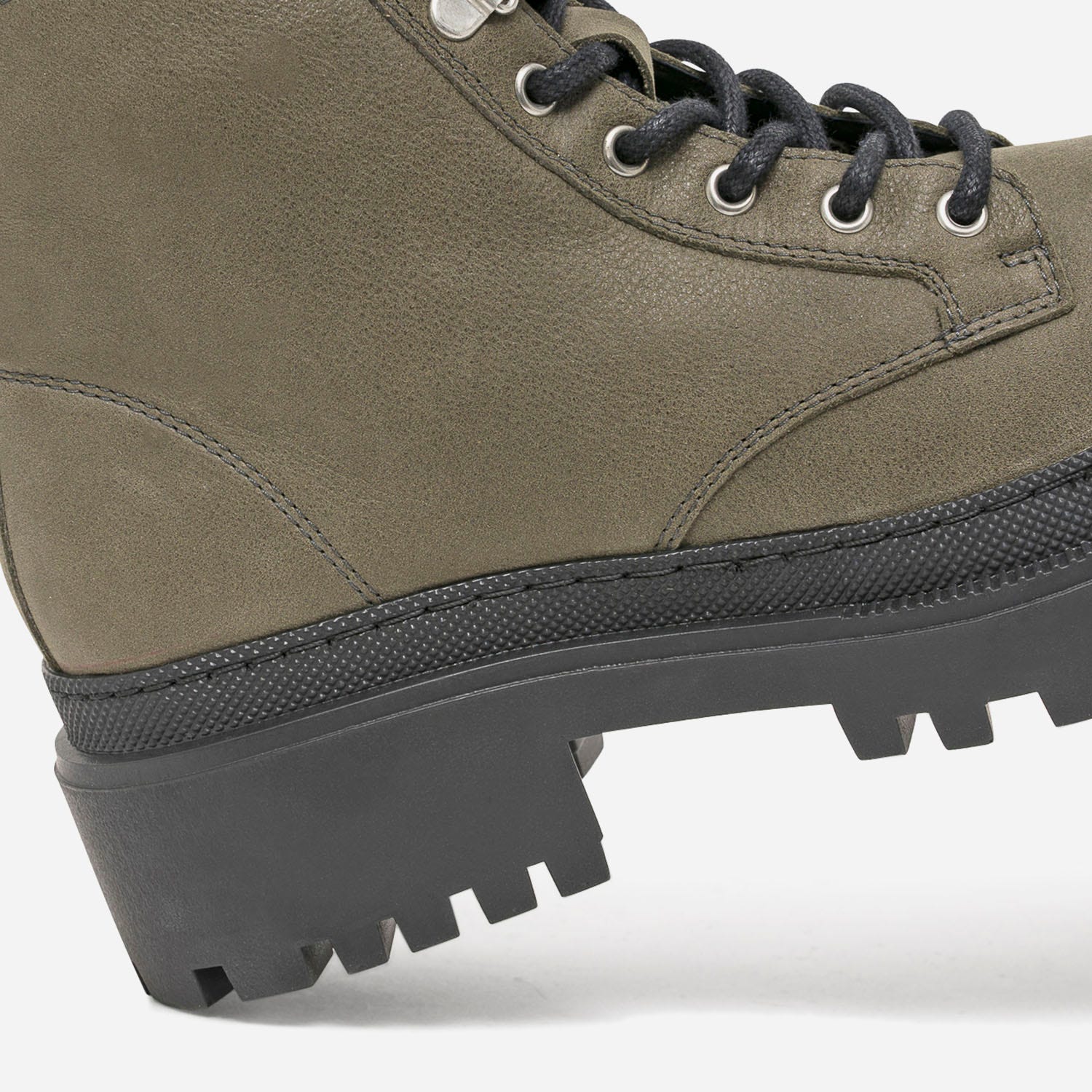 Boots à lacet TEXTO kaki à semelle crantée