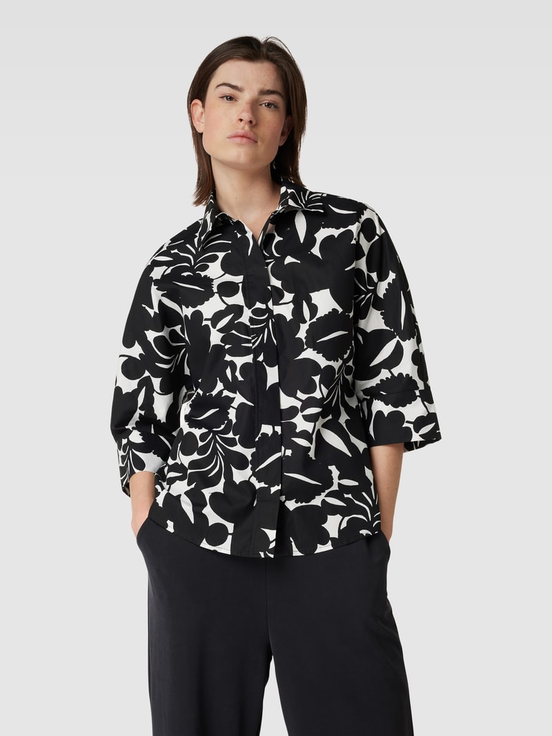 Bluse aus Baumwolle mit Allover-Print in schwarz