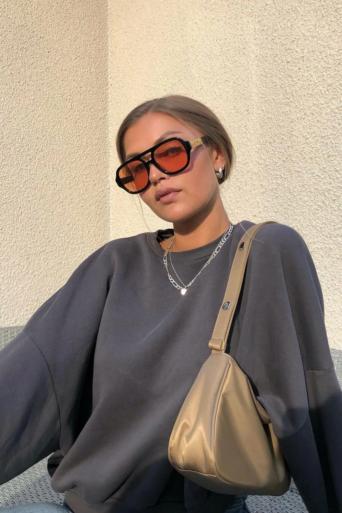 Madmext  Sweatshirt - Grau - Oversized