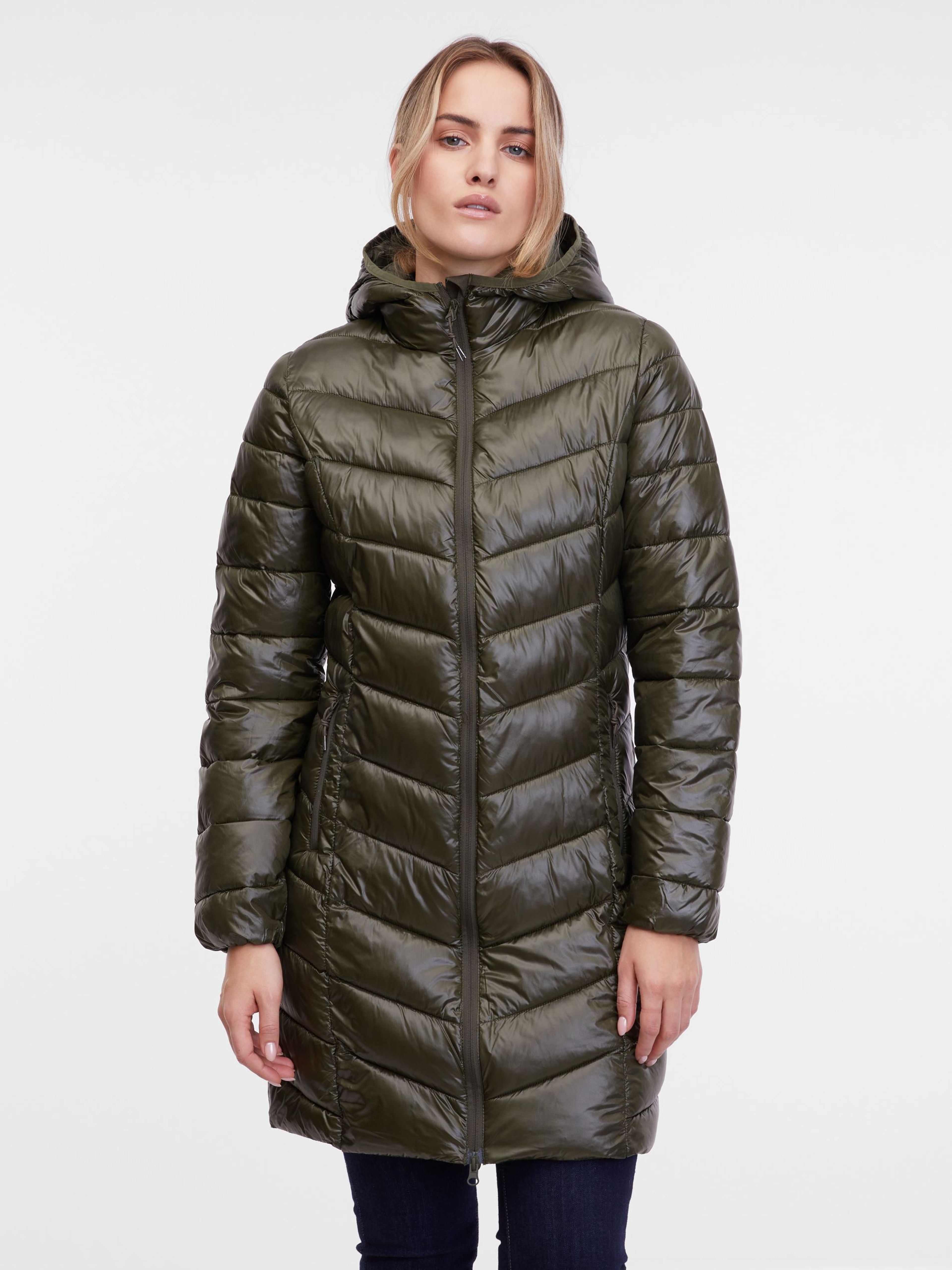 Khakifarbene Damen-Steppmantel ORSAY