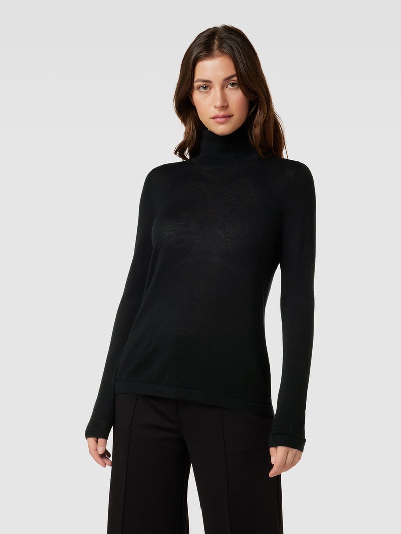 Strickpullover mit Rollkragen in schwarz