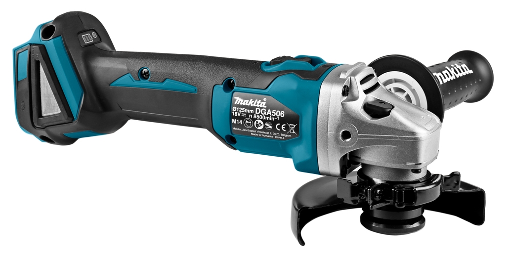 Polizor unghiular Makita DGA506ZJ 18V 125 mm cu frână de motor, fără baterii și încărcător